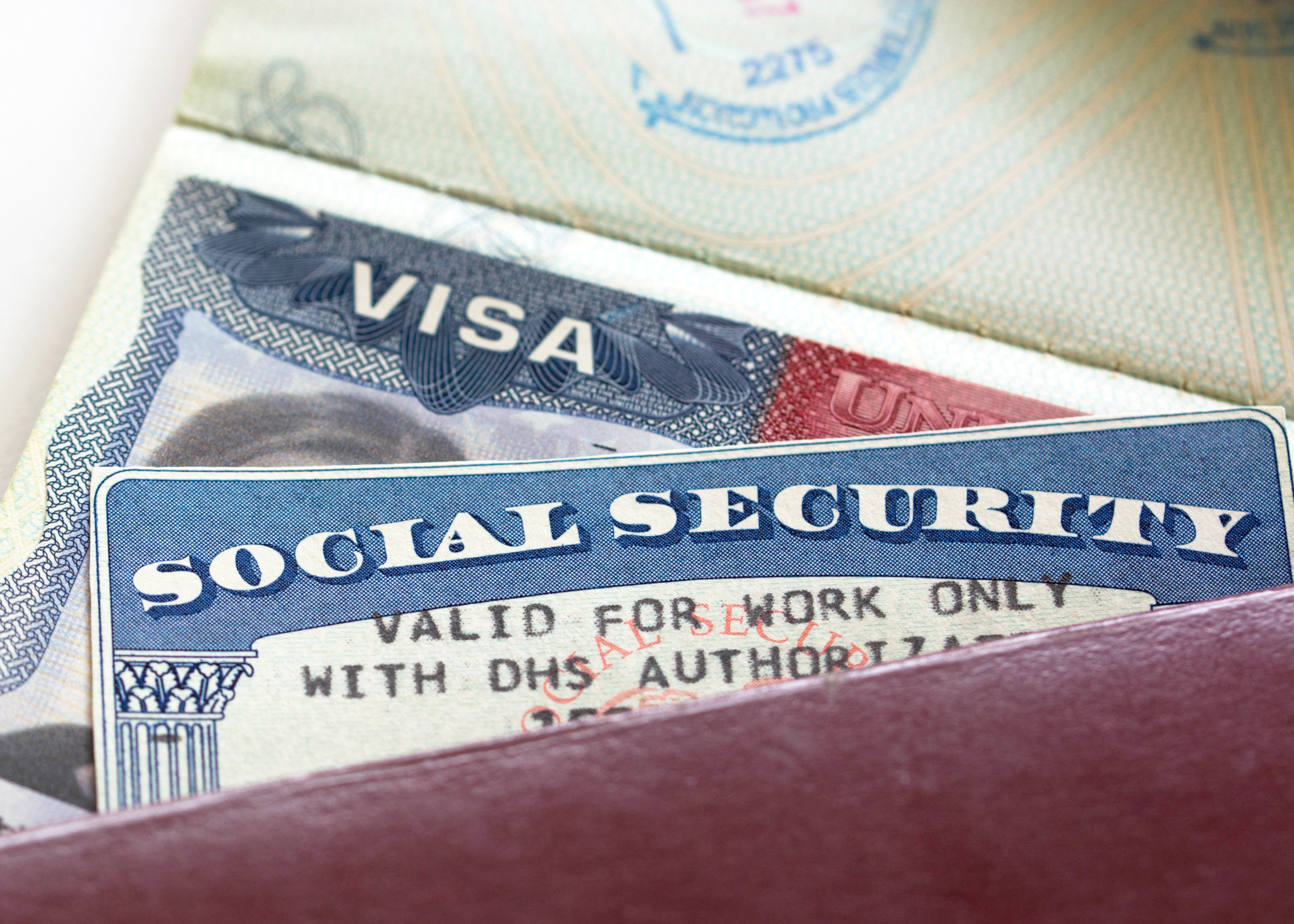 American Visa and Social Security Card with '